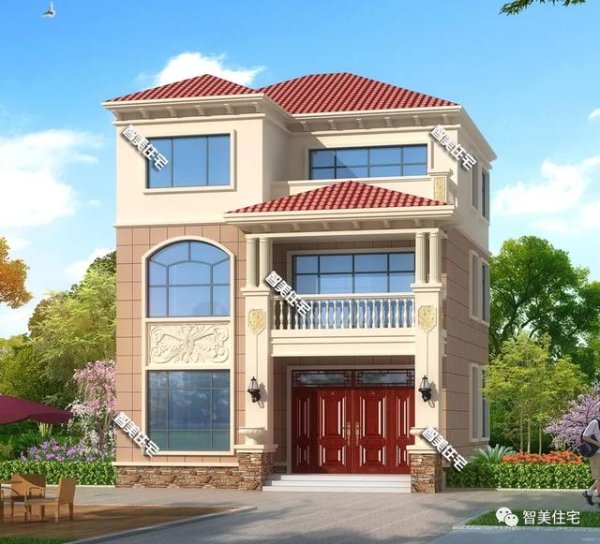 添盈聚富 小面宽两开间设计的自建房，这两款户型都有7个卧室，外观也漂亮
