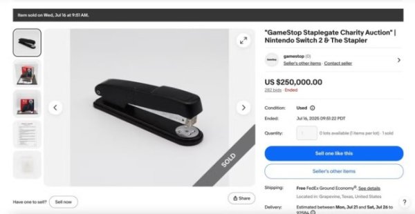 盒马配资 “订书钉门”落下帷幕：损坏的Switch 2主机拍出25万美元高价，善款将用于慈善